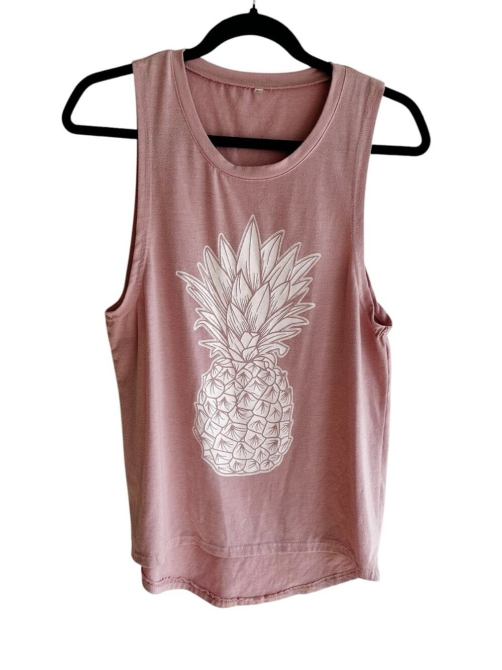 Pineapple Graphic Muscle Tank Top Pink XL